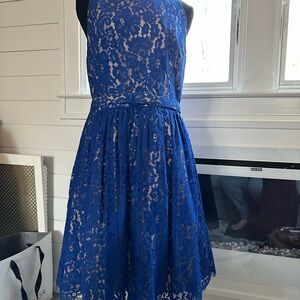 Eliza J Royal Blue Lace Fit-and-Flare Dress